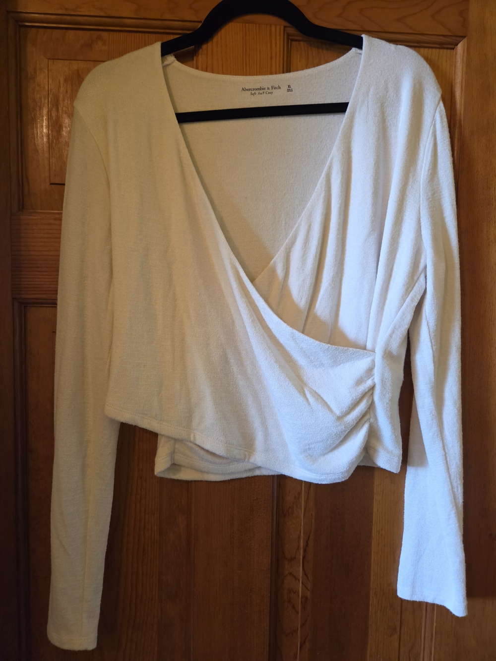 Abercrombie & Fitch Cream Wrap-Style Long Sleeve Top